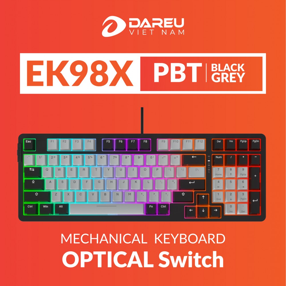 Bàn Phím Quang Cơ DAREU EK98X PBT BLACK-GREY