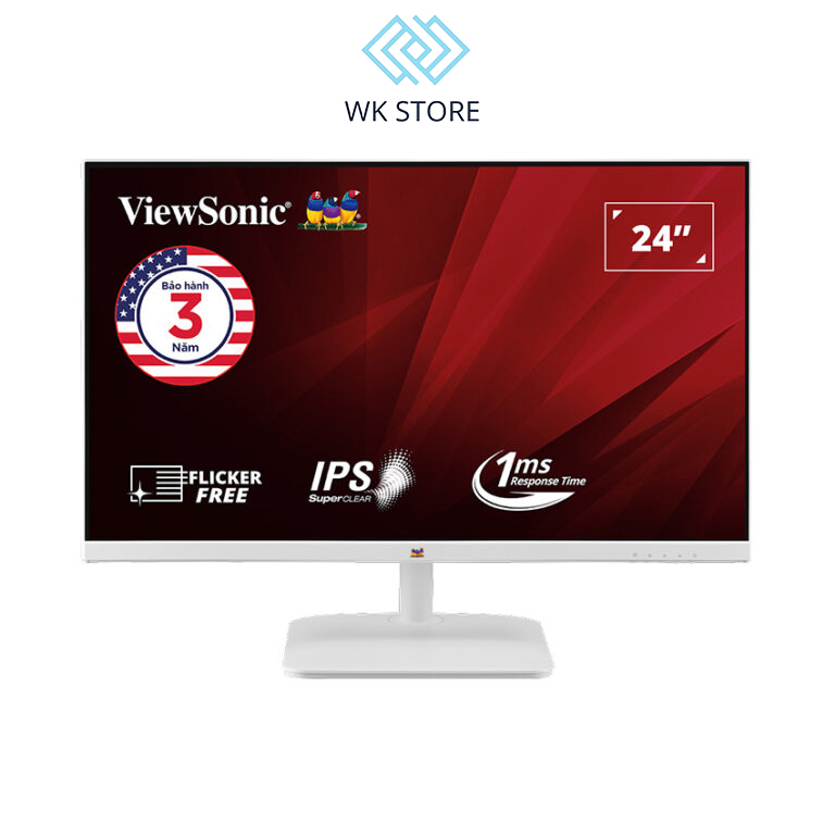 Màn hình ViewSonic VA2432-H-W Trắng (23.8-inch/FHD/IPS/100Hz/1ms/250nits/HDMI/VGA)