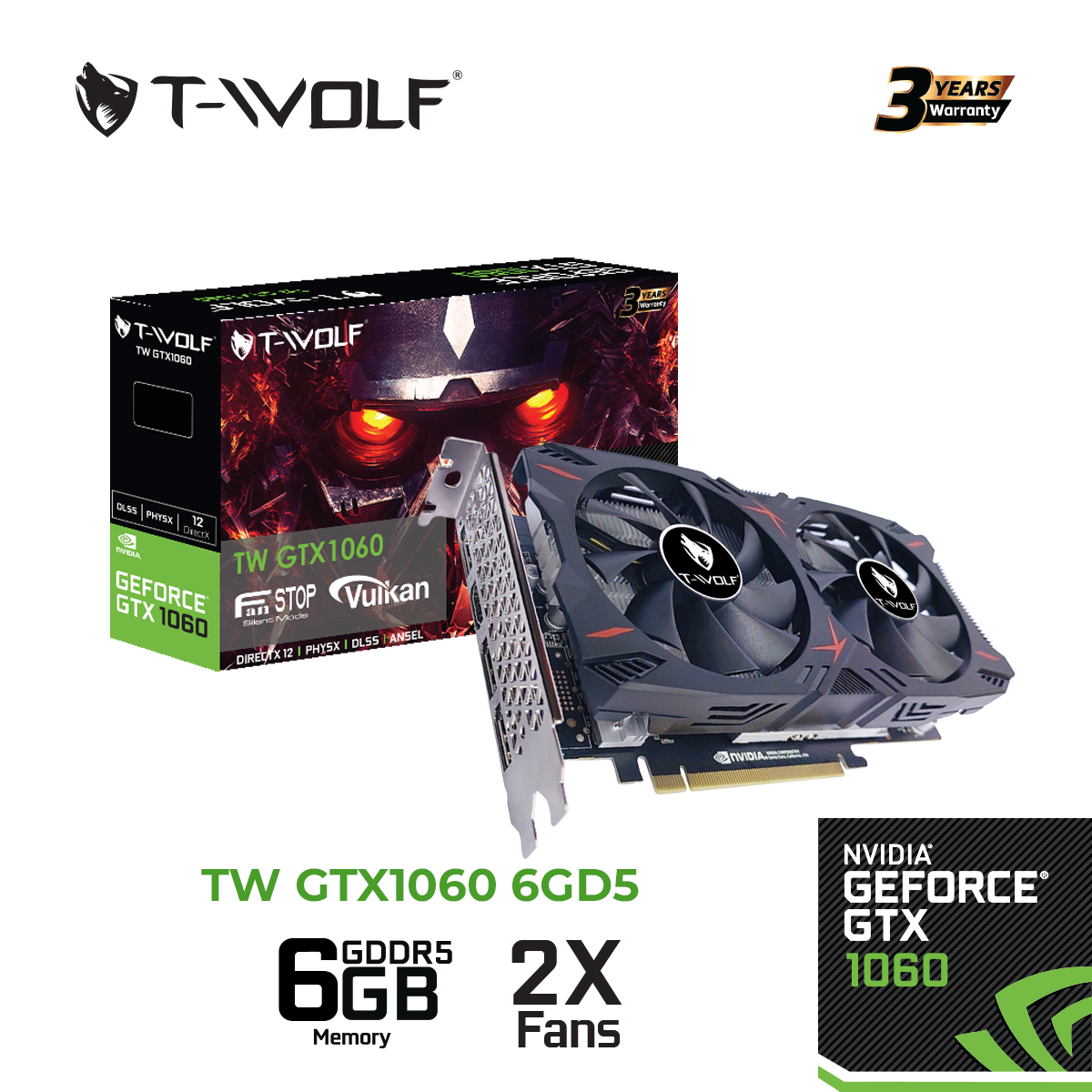 VGA T-Wolf GTX 1060 6GB GDDR5 192 Bit